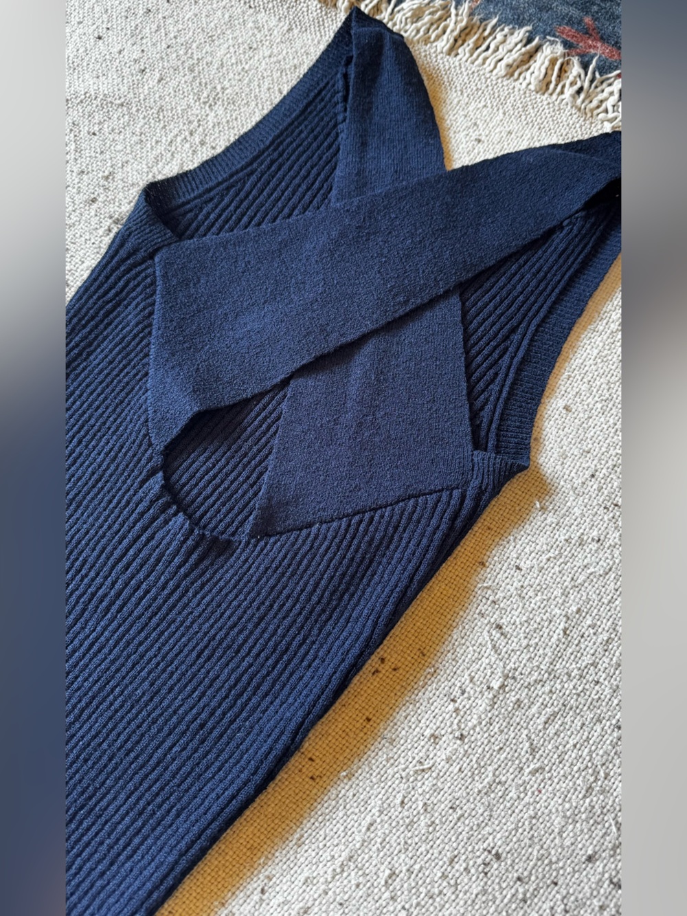 Anthropologie Saturday Sunday Navy Ribbed Maxi Dress Size M Sleeveless Flared